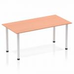 Impulse Straight Table 1600 Beech Post Leg Silver BF00168