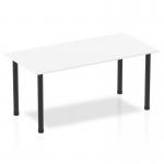 Impulse 1600mm Straight Table White Top Black Post Leg BF00377