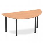 Impulse 1600mm Semi-Circle Table Oak Top Black Post Leg BF00391