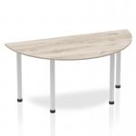 Impulse 1600mm Semi-Circle Table Grey Oak Top Silver Post Leg I003250