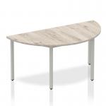 Impulse 1600mm Semi-Circle Table Grey Oak Top Silver Box Frame Leg I003259