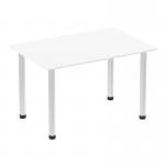 Impulse 1200mm Straight Table White Top Brushed Aluminium Post Leg I003632