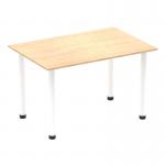 Impulse 1400mm Straight Table Maple Top White Post Leg I003687