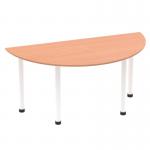 Impulse 1600mm Semi-Circle Table Beech Top White Post Leg I003700