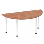 Impulse 1600mm Semi-Circle Table Walnut Top White Post Leg I003706