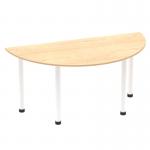 Impulse 1600mm Semi-Circle Table Maple Top White Post Leg I003708