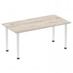 Impulse 1600mm Straight Table Grey Oak Top Chrome Post Leg I003617 83175DY