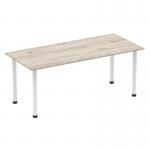 Impulse 1800mm Straight Table Grey Oak Top White Post Leg I003714 83280DY