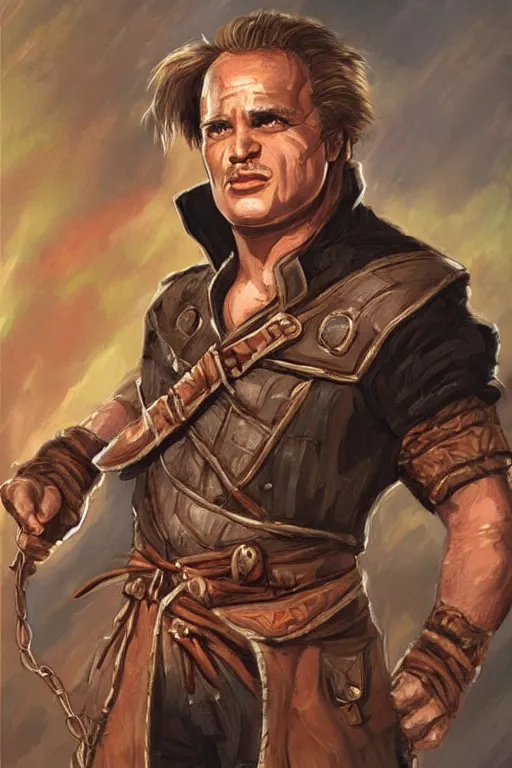 Prompt: marlon brando portrait as a dnd character fantasy art.