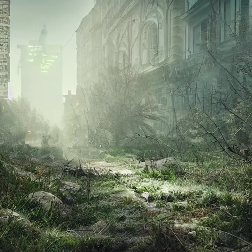 post-apocalyptic overgrown moscow after losing the | Stable Diffusion ...