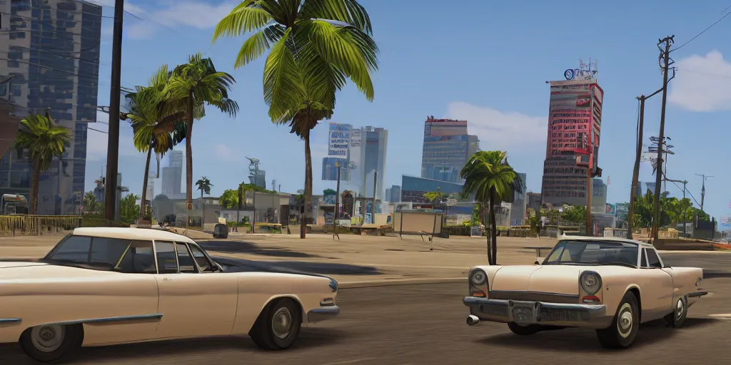 Screenshot of Grand Theft Auto VI, Vice City, Official | Stable Diffusion