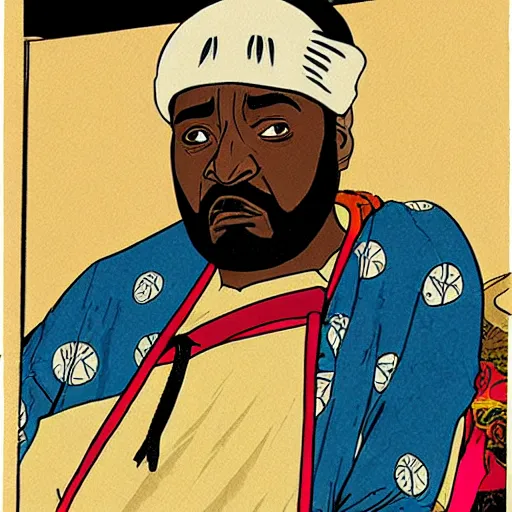 Ghostface Killah rapping, portrait, style of ancient | Stable Diffusion ...