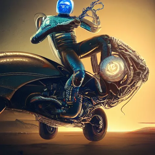 portrait of a squid monster astronaut riding in a ford | Stable ...