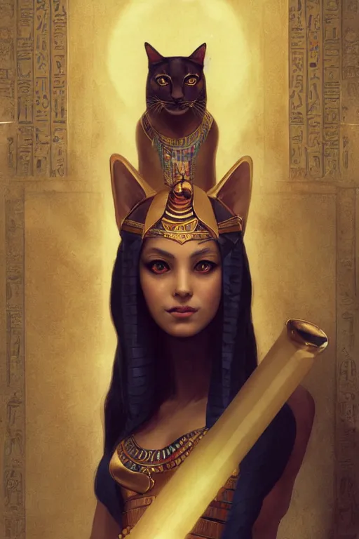 portrait of the beautiful egyptian goddess, bastet, | Stable Diffusion