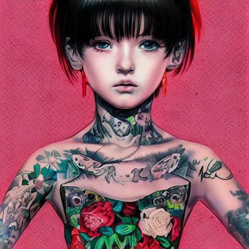 tattooed little girl wearing an gucci's outfit. art by | Stable ...