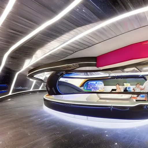 futuristic fast food restaurant and drive through | Stable Diffusion ...