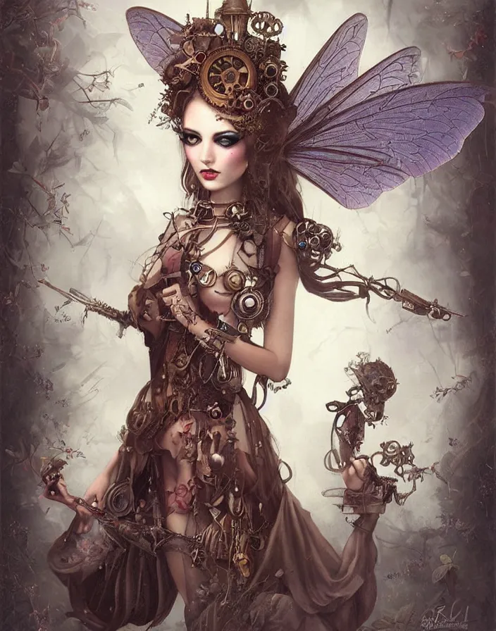 Prompt: steampunk fairy princess, by Tom Bagshaw