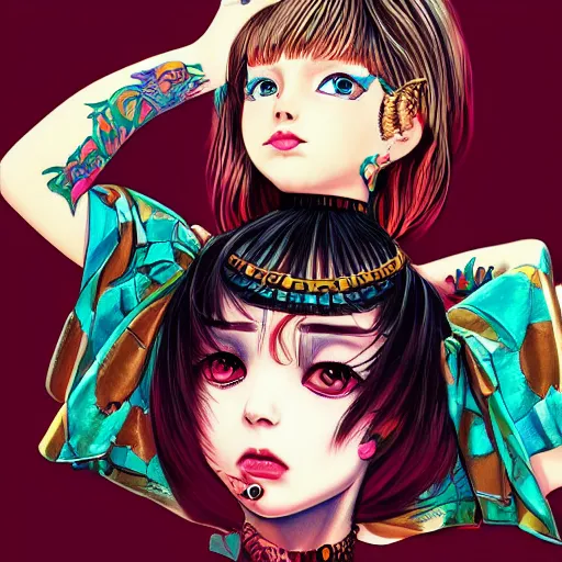 tattooed little girl wearing an gucci's outfit. art by | Stable ...