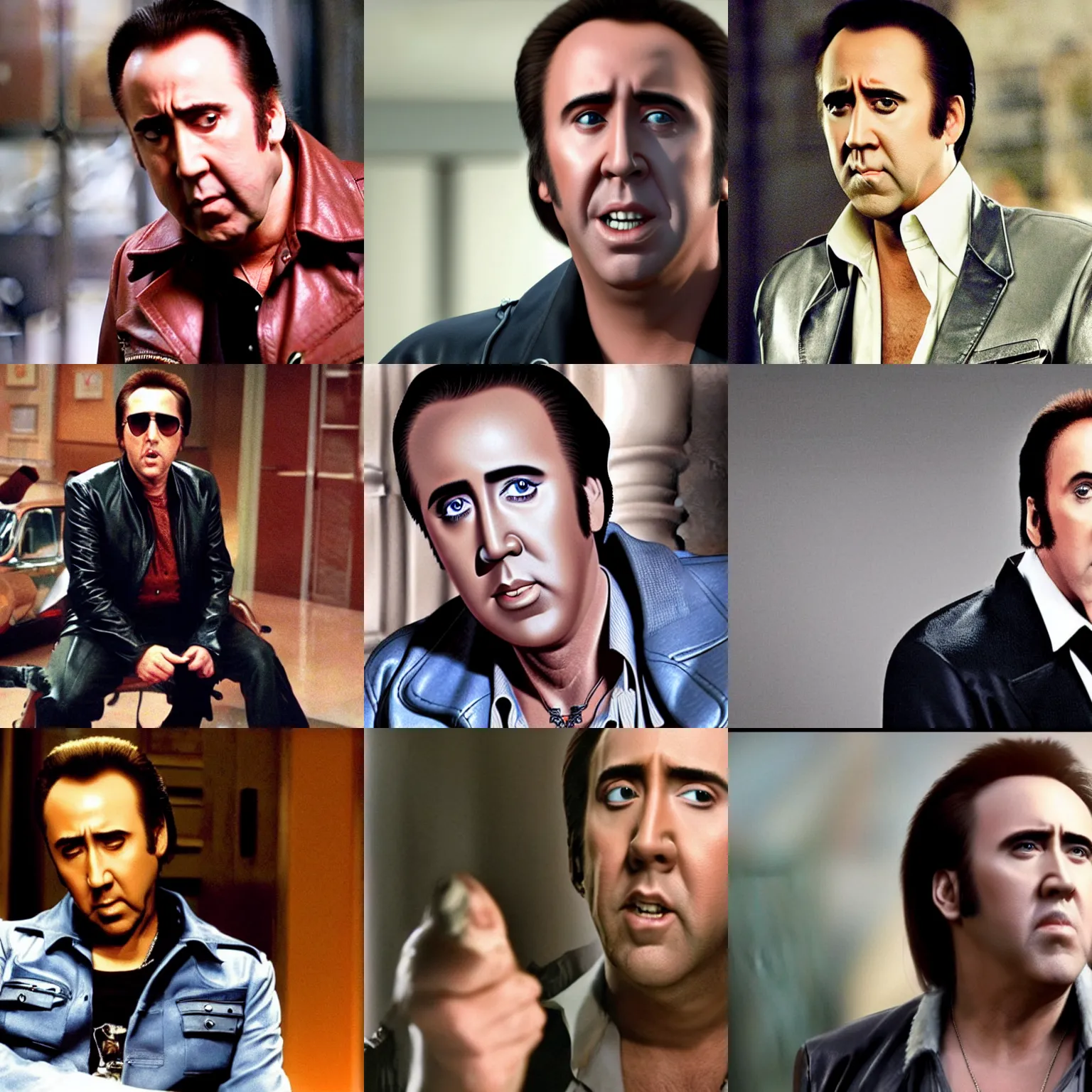 Prompt: screen of nicolas cage as jelvis presley, cinematographic