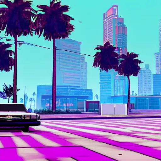 new gta vice city, vaporwave, loading game | Stable Diffusion