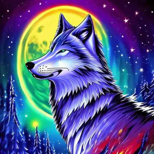 wolf Kawai beautiful nighttime colorful