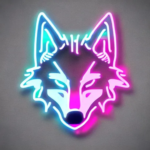 Prompt: Neon wolf logo