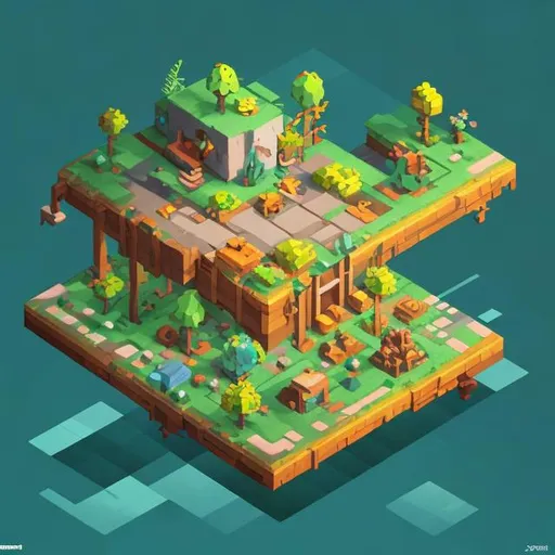 isometric character, isometric environment, 3d art,...