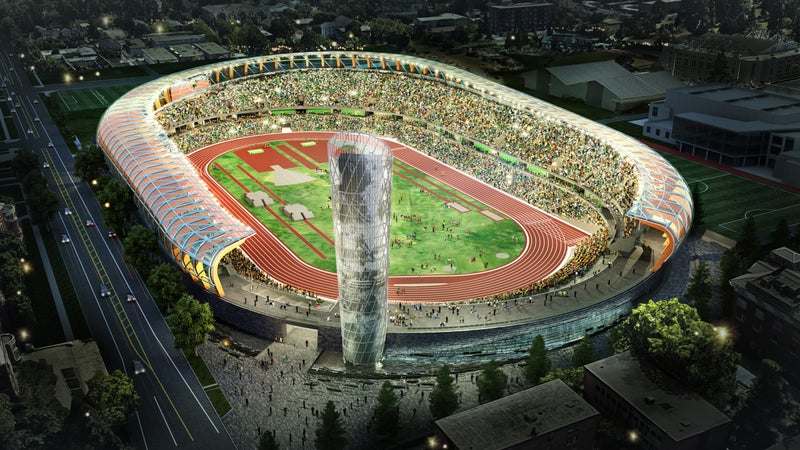 A rendering of the new Hayward Field