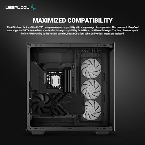 DeepCool CH780 ATX+ cuerpo panorámico, configuración de doble cámara ...