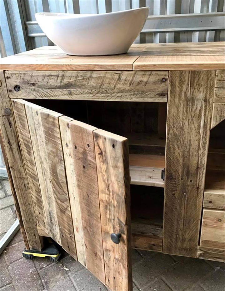 rustic pallet bathroom cabinet