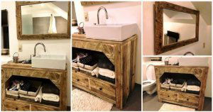 DIY Pallet Bathroom Vanity and Mirror