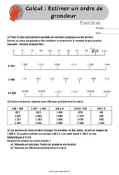 Estimer un ordre de grandeur - Exercices, révisions  avec les corrigés : 4eme Primaire - PDF à imprimer