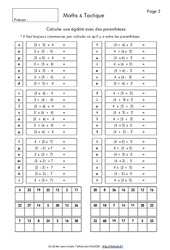 Calcul mental ludique - Mathématiques : 3eme, 4eme Primaire - PDF à imprimer