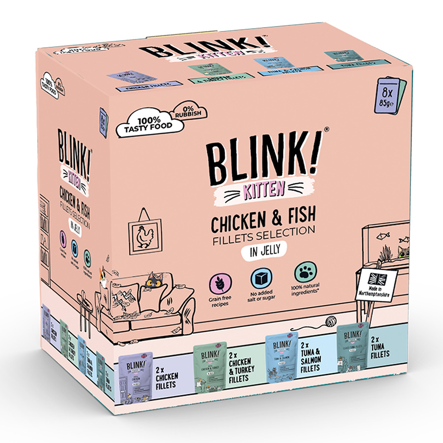 Blink! Wet Kitten Food Chicken & Fish Fillets in Jelly