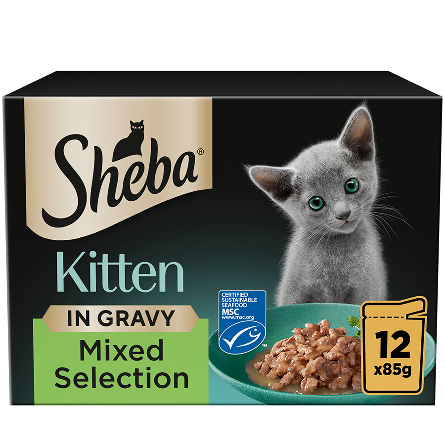 Sheba Mixed Selection Wet Kitten Food in Gravy 12 Pouches