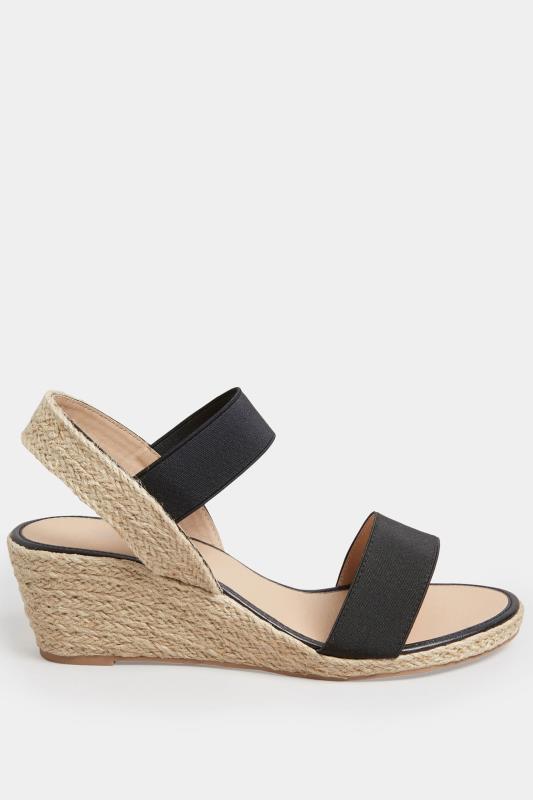 Black Espadrille Wedge Sandals In Wide E Fit & Extra Wide EEE Fit | Yours Clothing 3