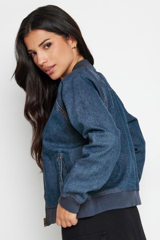 PixieGirl Petite Women's Blue Denim Bomber Jacket | PixieGirl 4