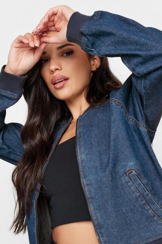 PixieGirl Petite Women's Blue Denim Bomber Jacket | PixieGirl 5