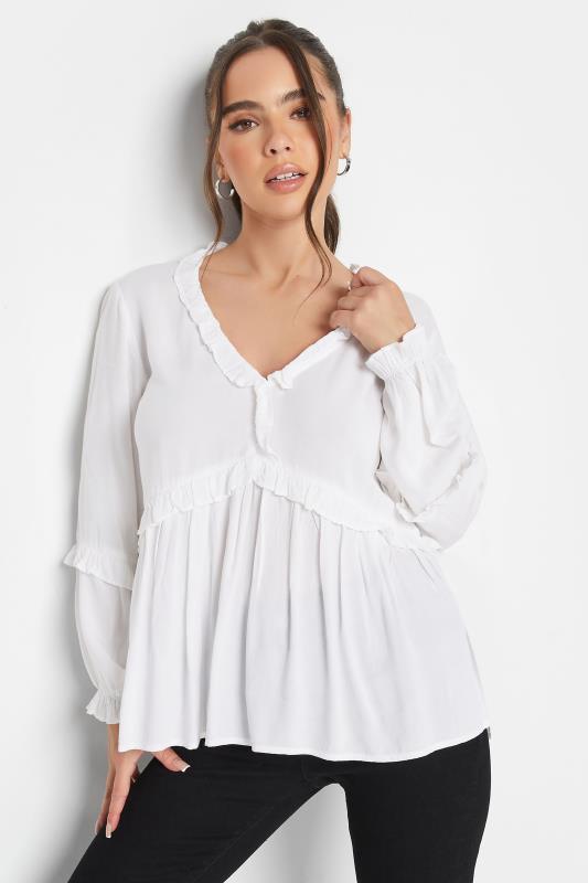 Petite  PixieGirl White Frill Detail Smock Top