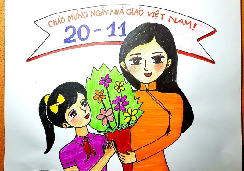 Vẽ tranh 20-11 - Đề tài Ngày Nhà Giáo Việt Nam ý nghĩa