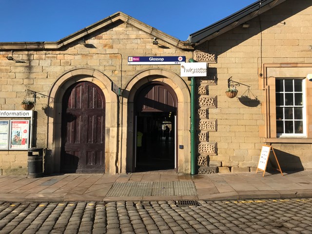 Glossop station entrance