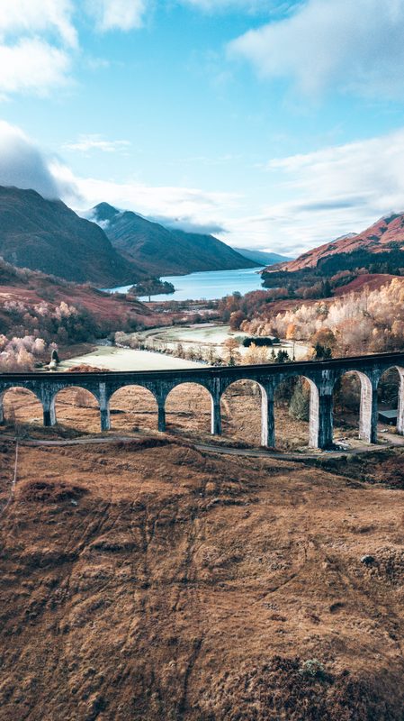 flying a drone at glenfinnan viaduct 