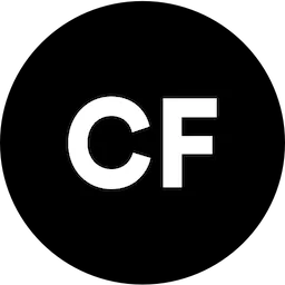 White letters 'CF' centered on a black square background.