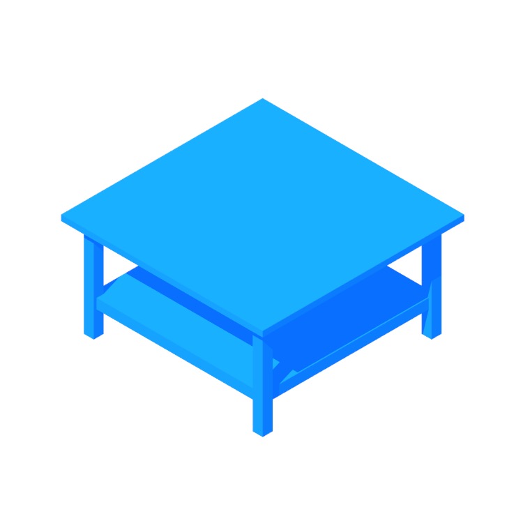 Perspective view of a 3D model of the IKEA Hemnes Coffee Table (Square)