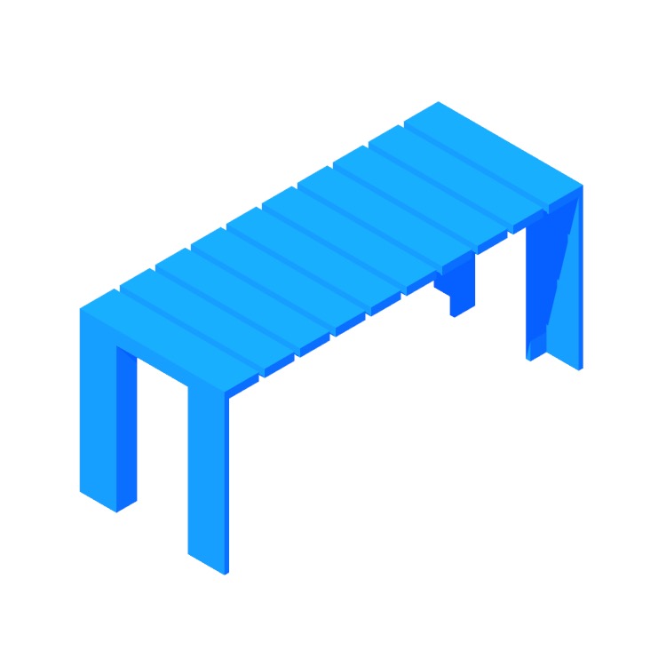 View of the Deneb Teak Bench in 3D available for download