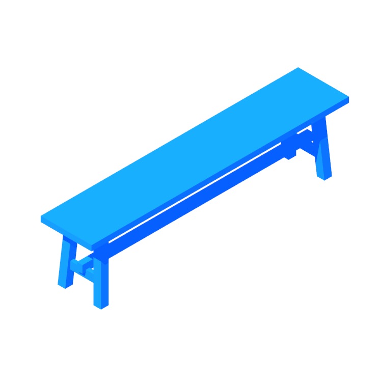 Perspective view of a 3D model of the IKEA Möckelby Bench