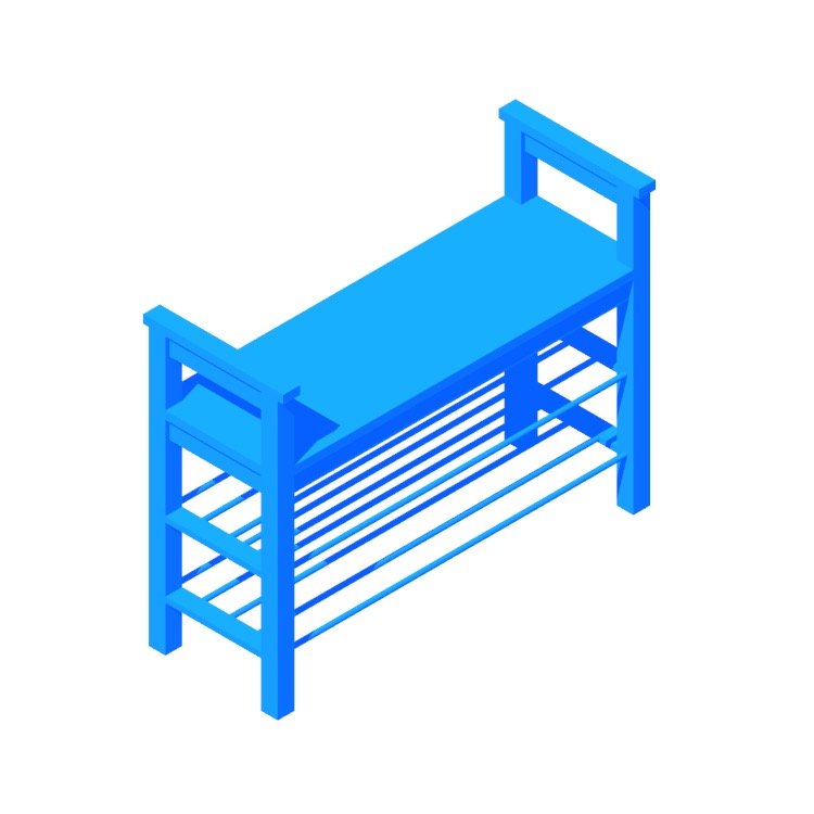 3D model of the IKEA Hemnes Shoe Storage Bench viewed in perspective