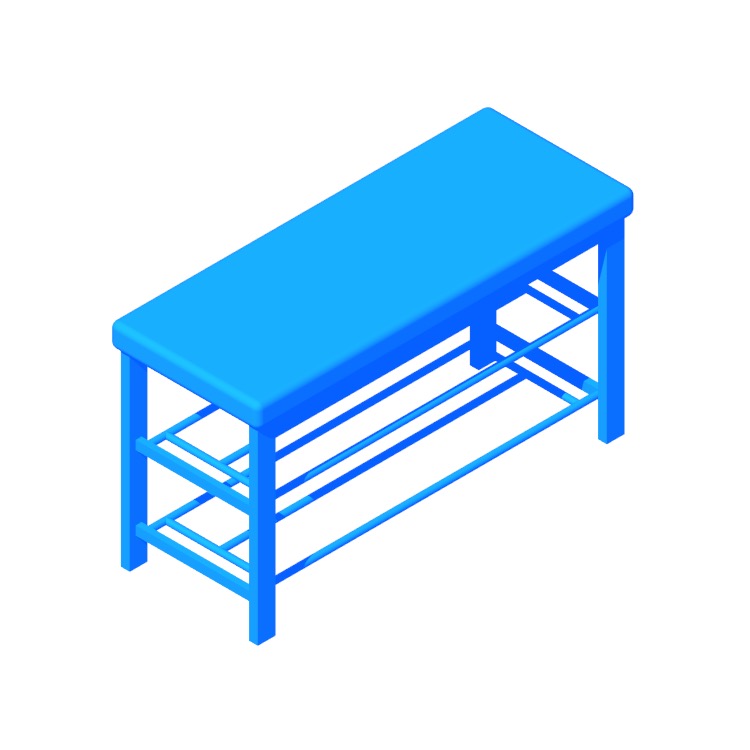 Perspective view of a 3D model of the Kolten Entryway Upholstered Storage Bench