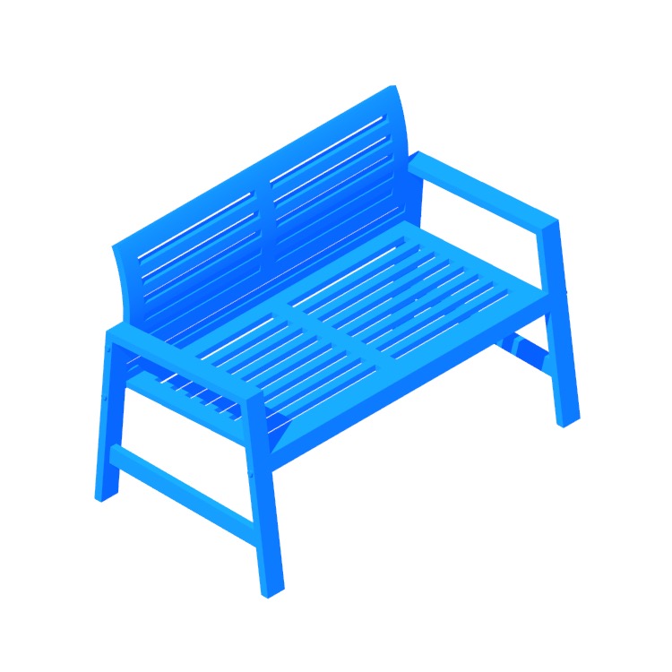 Perspective view of a 3D model of the IKEA Äpplarö Bench (Backrest)