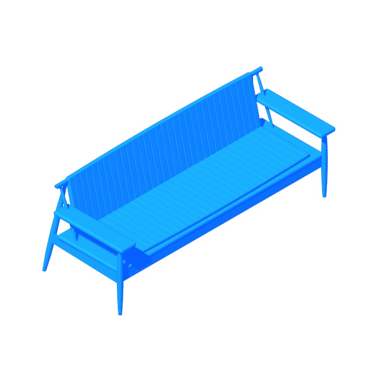 3D model of the Onsen Bench viewed in perspective